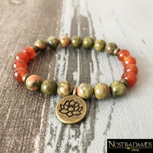 Bracelet Ancrage & Dynamisme - Unakite et Cornaline - Wrap Bracelets