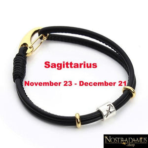 Bracelet en Cuir - Symbole Zodiacal - Sagittaire - Charme Bracelets