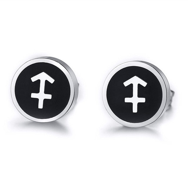 Boucles d'Oreilles 'Symbole Zodiacal' en Acier Inoxydable