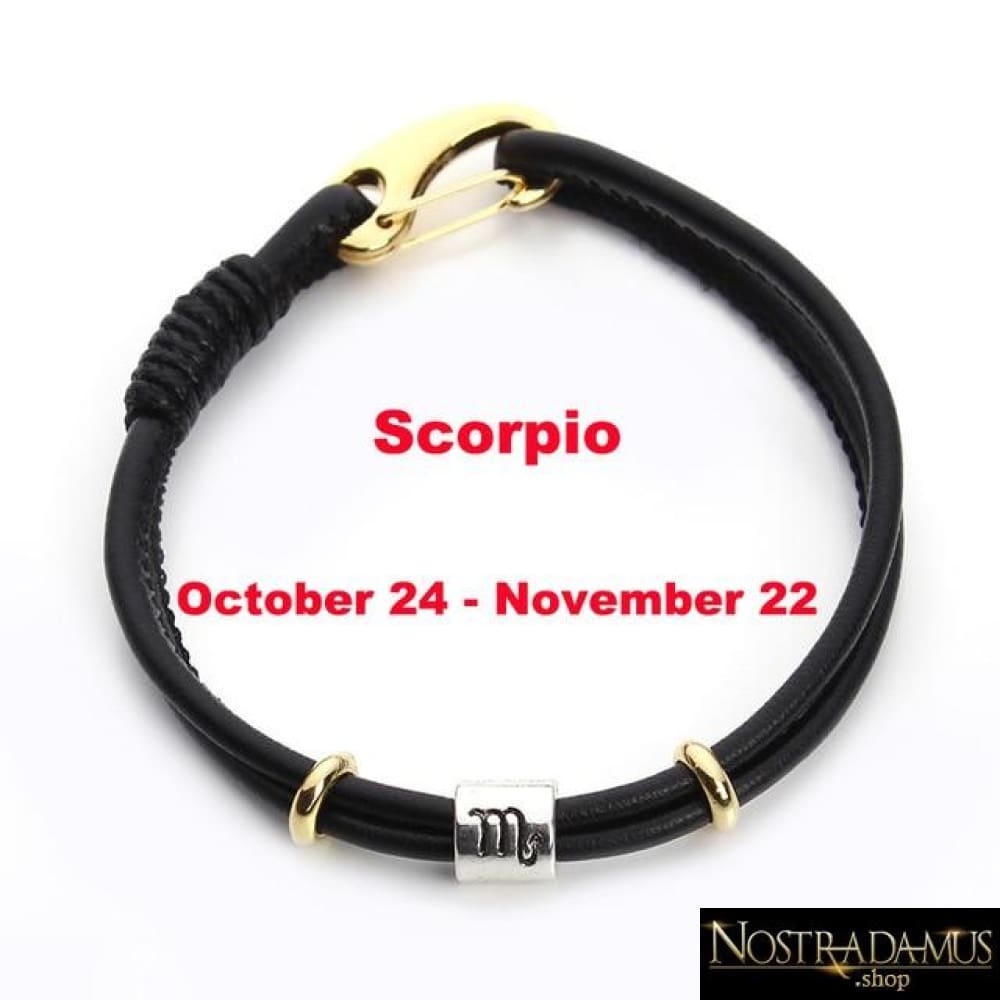 Bracelet en Cuir - Symbole Zodiacal - Scorpion - Charme Bracelets