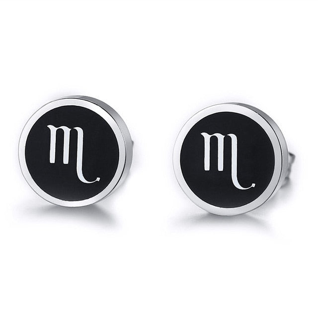 Boucles d'Oreilles 'Symbole Zodiacal' en Acier Inoxydable