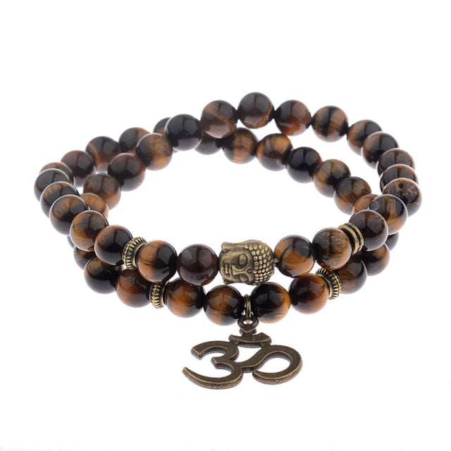 Double Bracelet en Œil de Tigre