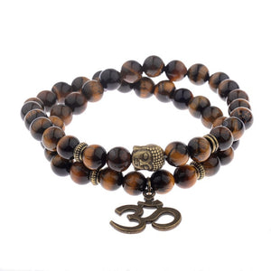 Double Bracelet en Œil de Tigre