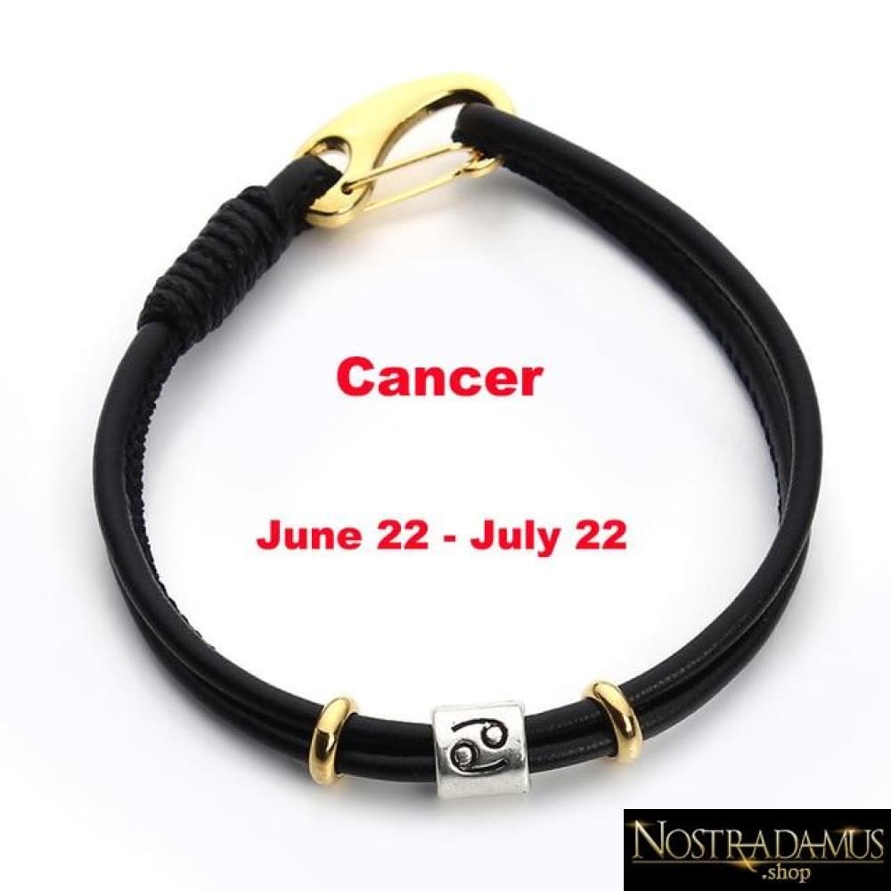Bracelet en Cuir - Symbole Zodiacal - Cancer - Charme Bracelets