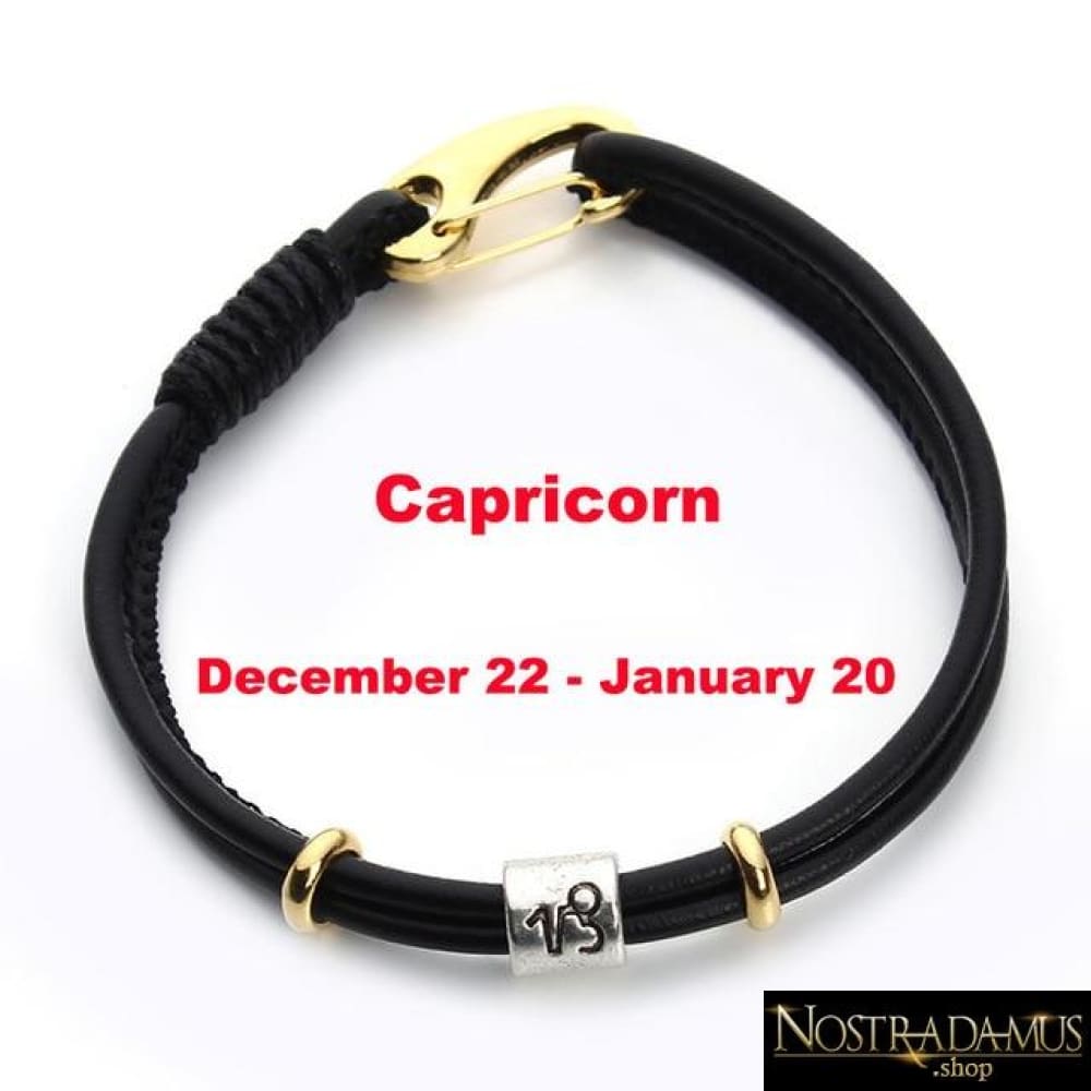 Bracelet en Cuir - Symbole Zodiacal - Capricorne - Charme Bracelets