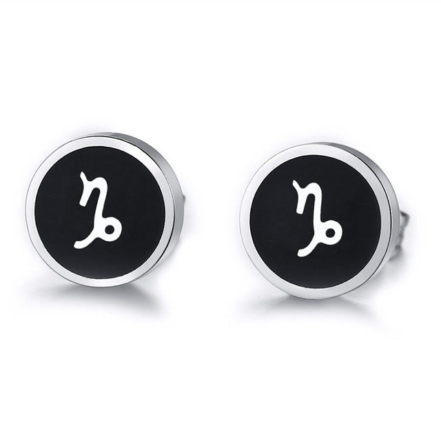 Boucles d'Oreilles 'Symbole Zodiacal' en Acier Inoxydable