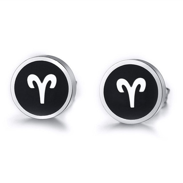 Boucles d'Oreilles 'Symbole Zodiacal' en Acier Inoxydable