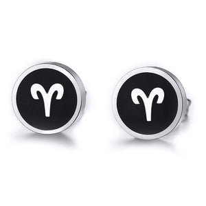 Boucles d'Oreilles 'Symbole Zodiacal' en Acier Inoxydable