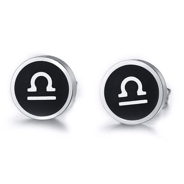 Boucles d'Oreilles 'Symbole Zodiacal' en Acier Inoxydable