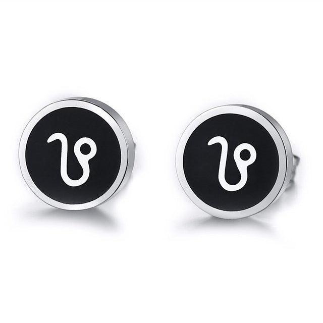 Boucles d'Oreilles 'Symbole Zodiacal' en Acier Inoxydable