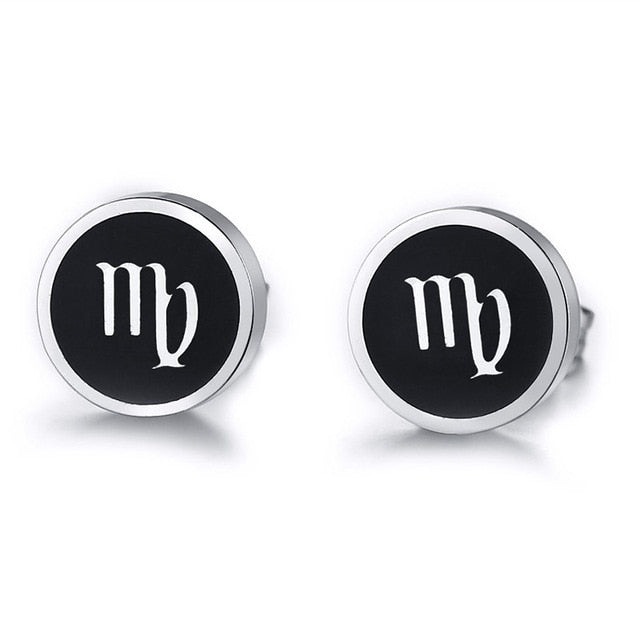 Boucles d'Oreilles 'Symbole Zodiacal' en Acier Inoxydable