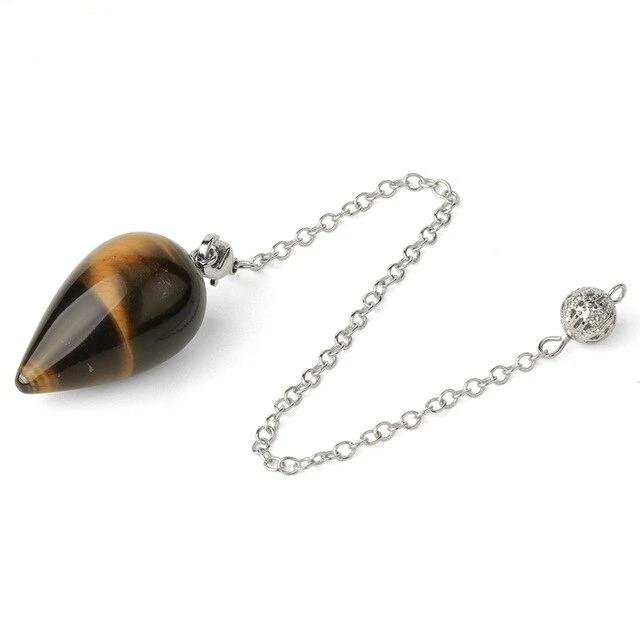 Pendule 'Goutte d'Eau' en Œil de Tigre